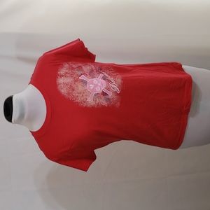 NWOT 707 Red Beloved Pink Skull Short Sleeve T-shirt Large (Juniors)